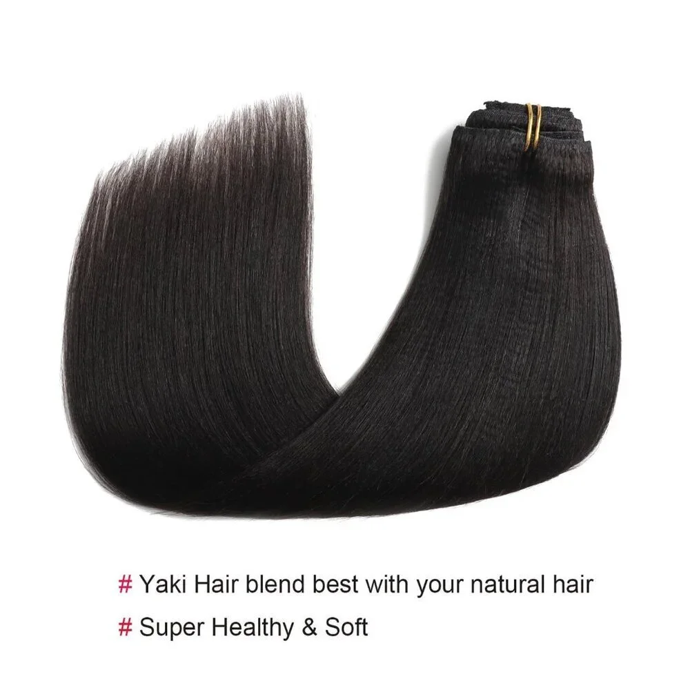 Yaki Hair Extensions Clip in Human Hair 10 Inch Thick Volume for Natural Hair